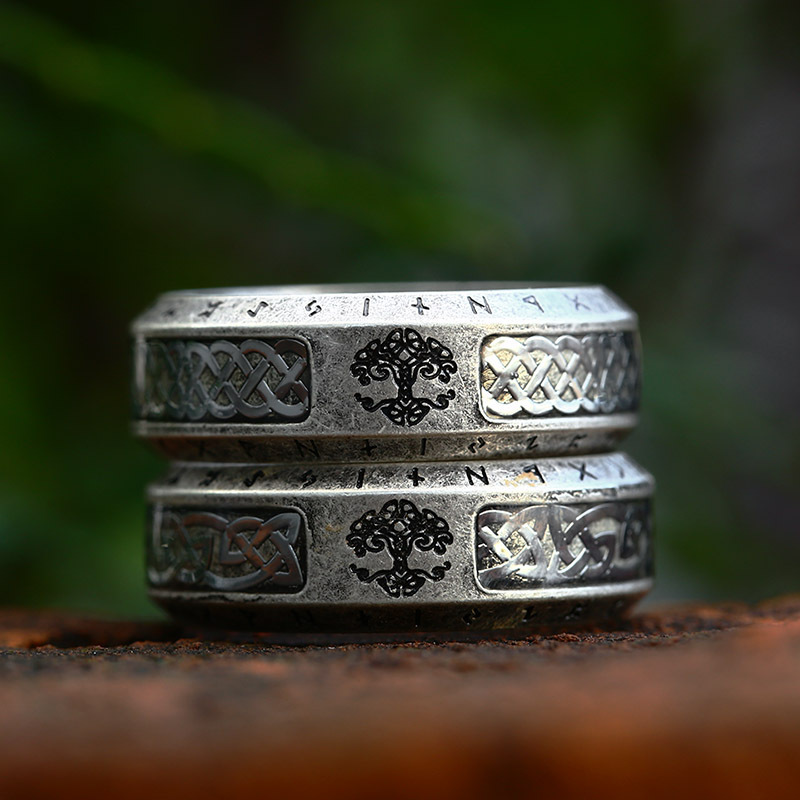 Vintage Tree Of Life Stainless Steel Ring - immagine 2