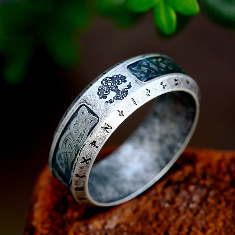 Vintage Tree Of Life Stainless Steel Ring - immagine 7