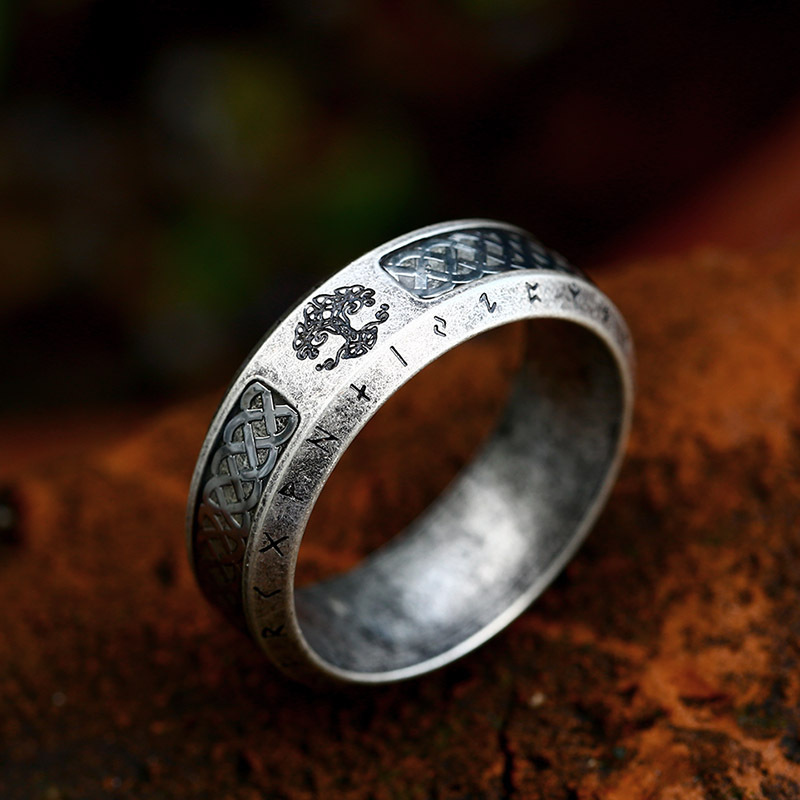 Vintage Tree Of Life Stainless Steel Ring - immagine 8